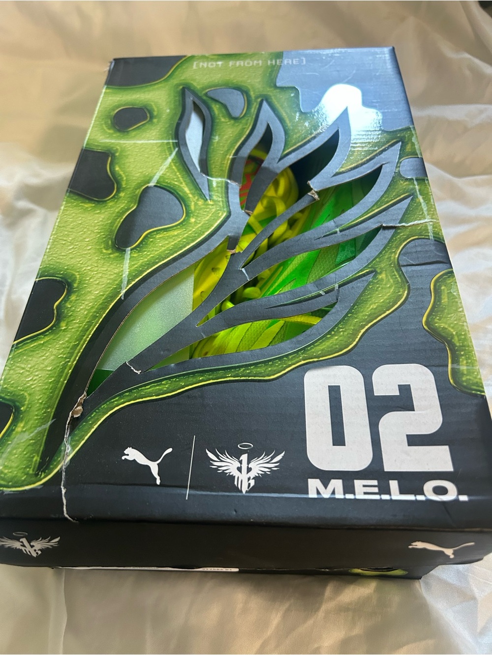 Puma M.E.L.O. 02 Box in Neon Green and Black 10 Nickelodeon slime Lamelo NIB